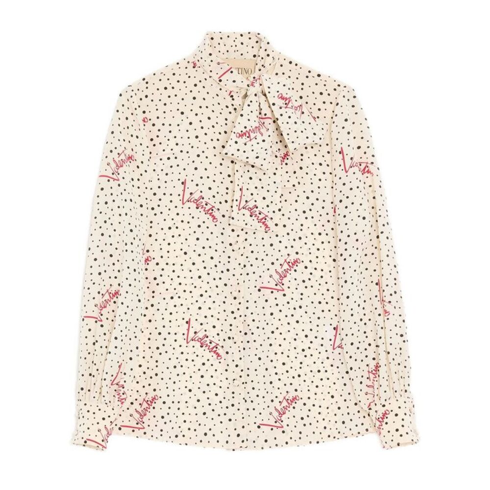 Valentino Garavani Women Camicia In Crepe De Chine Bollicine Plusdepois